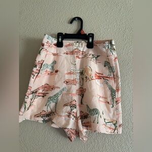 Forever 21 Animal Print High Waist Shorts - Light Pink